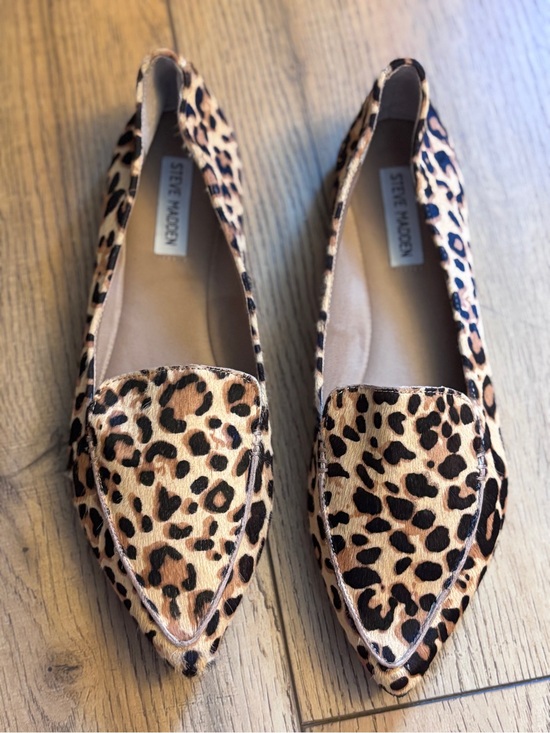 Steve Madden Shoes - Steve Madden Leopard-Print Pointed Loafers - Tan & Black